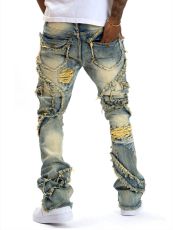 SC Men's Tassel Holes Micro Flare Jeans XCFF-8938