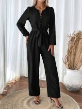 SC Long Sleeve Zipper Straight Jumpsuit GWDS-241211