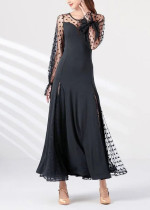 SC Polka Dot Lace Patchwork Long Sleeve Maxi Dress GWDS-241208