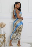 SC Single Shoulder Print Leopard Print Maxi Dress XHXF-440
