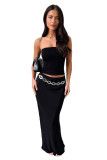 SC Solid Color Wrap Chest Long Skirt 2 Piece Set MZ-2890