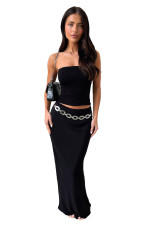 SC Solid Color Wrap Chest Long Skirt 2 Piece Set MZ-2890