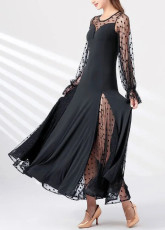 SC Polka Dot Lace Patchwork Long Sleeve Maxi Dress GWDS-241208