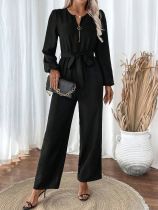 SC Long Sleeve Zipper Straight Jumpsuit GWDS-241211