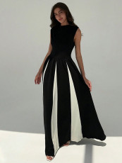 SC Contrast Color Patchwork Sleeveless Maxi Dress GWDS-250102