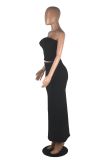 SC Solid Color Wrap Chest Long Skirt 2 Piece Set MZ-2890