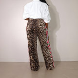 SC Leopard Print Patchwork Stripe Pants QXLB-10115