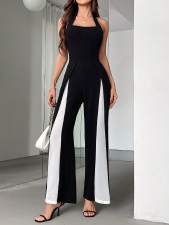 SC Black White Color Block Halterneck Jumpsuit GWDS-241212