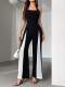 SC Black White Color Block Halterneck Jumpsuit GWDS-241212