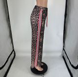SC Leopard Print Patchwork Stripe Pants QXLB-10115