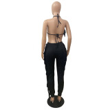 SC Solid Color Sexy Tassel Backless Pants Suit GCNF-0134