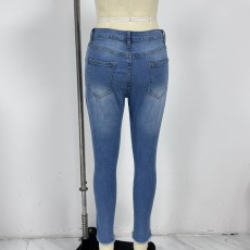 SC High Waist Holes Jeans XCFF-3110