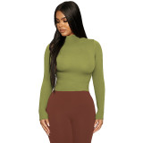 SC Half High Neck Long Sleeve Bottom Top GZJF-2591
