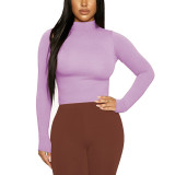 SC Half High Neck Long Sleeve Bottom Top GZJF-2591