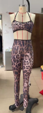 SC Leopard Print Sling Vest Two Piece Pants Set GFCF-1329