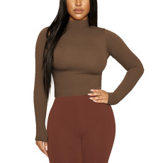 SC Half High Neck Long Sleeve Bottom Top GZJF-2591