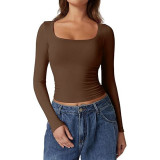 SC Square Neck Long Sleeve T Shirt GZJF-2590