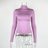 SC Half High Neck Long Sleeve Bottom Top GZJF-2591