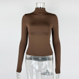 SC Half High Neck Long Sleeve Bottom Top GZJF-2591
