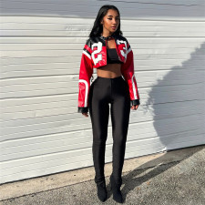 SC Letter Print Long Sleeve Zipper Coats GZJQ-K23C37660