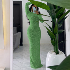 SC Long Sleeve O Neck Slim Maxi Dress GFRT-41471DHG