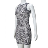 SC Lace Leopard Print Mini Dress GFRT-041653DBG