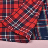 SC Contrast Color Plaid Print Split Skirt GFRT-7993SG