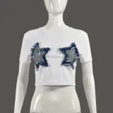 SC Patchwork Tassel Casual T Shirt GFRT-11175THR
