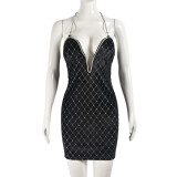 SC Backless Deep V Neck Halterneck Mini Dress GFRT-11029DHL