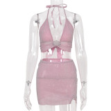 SC Backless Tie Up See Through Skirt Suit GFRT-SF971
