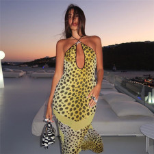 SC Halterneck Hollow Out Backless Midi Dress GZJQ-K24D42930