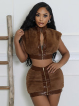 SC Sleeveless Zipper Slim Two Piece Skirts Set MXBF-K24ST426