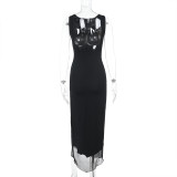 SC Sleeveless Solid Backless Split Maxi Dress FL-XY24670PFO