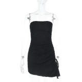 SC Sexy Solid Color Backless Ruffle Tube Top Dress FL-XY24676DGO