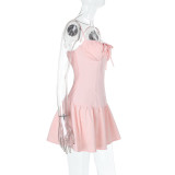 SC Sexy Solid Color Backless Sling Mini Dress FL-YJ24659PFO