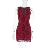 SC Sleeveless V Neck Mini Dress FL-XY24648DGO