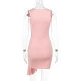 SC Sexy Solid Color Pleated Flutter Mini Dress FL-YL25006MHO