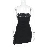 SC Sexy Solid Color Backless Ruffle Tube Top Dress FL-XY24676DGO