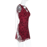 SC Sleeveless V Neck Mini Dress FL-XY24648DGO