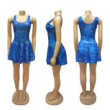 SC Tie Dye Print Sleeveless Patchwork Mini Dress SFY-634