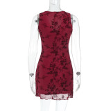SC Sleeveless V Neck Mini Dress FL-XY24648DGO