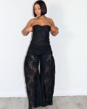 SC Lace Wrap Chest Loose Two Piece Pants Set OLYF-6169