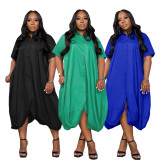 SC Plus Size Solid Color Loose Maxi Dress SFY-650