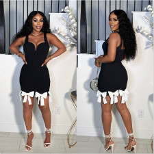SC V-neck Sexy Sling Bow Tassel Dress YNSF-2676