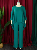 SC Plus Size Solid Color Irregular Topa And Pants Suit GCZF-8625