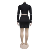 SC Long Sleeve Hot Drill Two Piece Skirts Set BY-7128