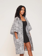 SC Printed Seven Split Sleeve Loose Cardigan Coat SFY-603