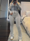 SC Letter Print Zipper Yoga Sport Two Piece Pants Set GXJL-250310