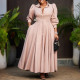 SC Plus Size Solid Color Long Sleeve Shirt Dress GATE-570