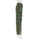 SC Vintage Colorful Multi-Pocket Loose Jeans GMWF-AL6999